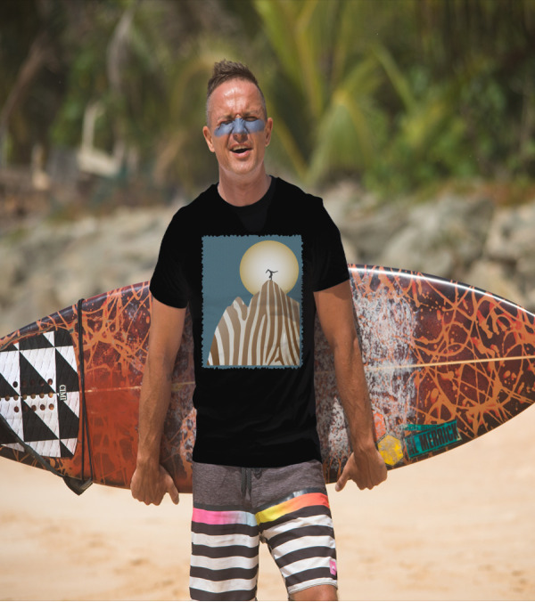 Moonlight Yoga Pose On Zebra Striped Mountain Under Full Moon T-Shirt