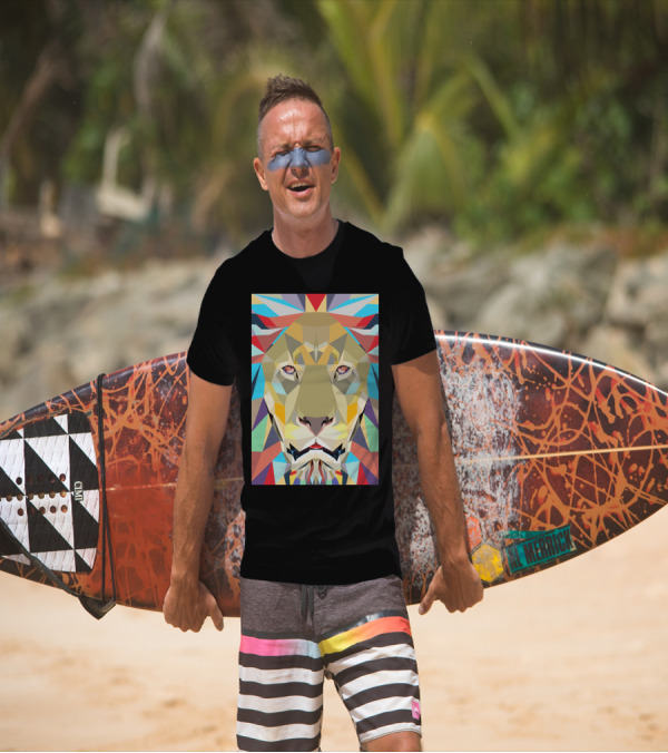 Lion Pop Geometric Colorful Faceted T-Shirt