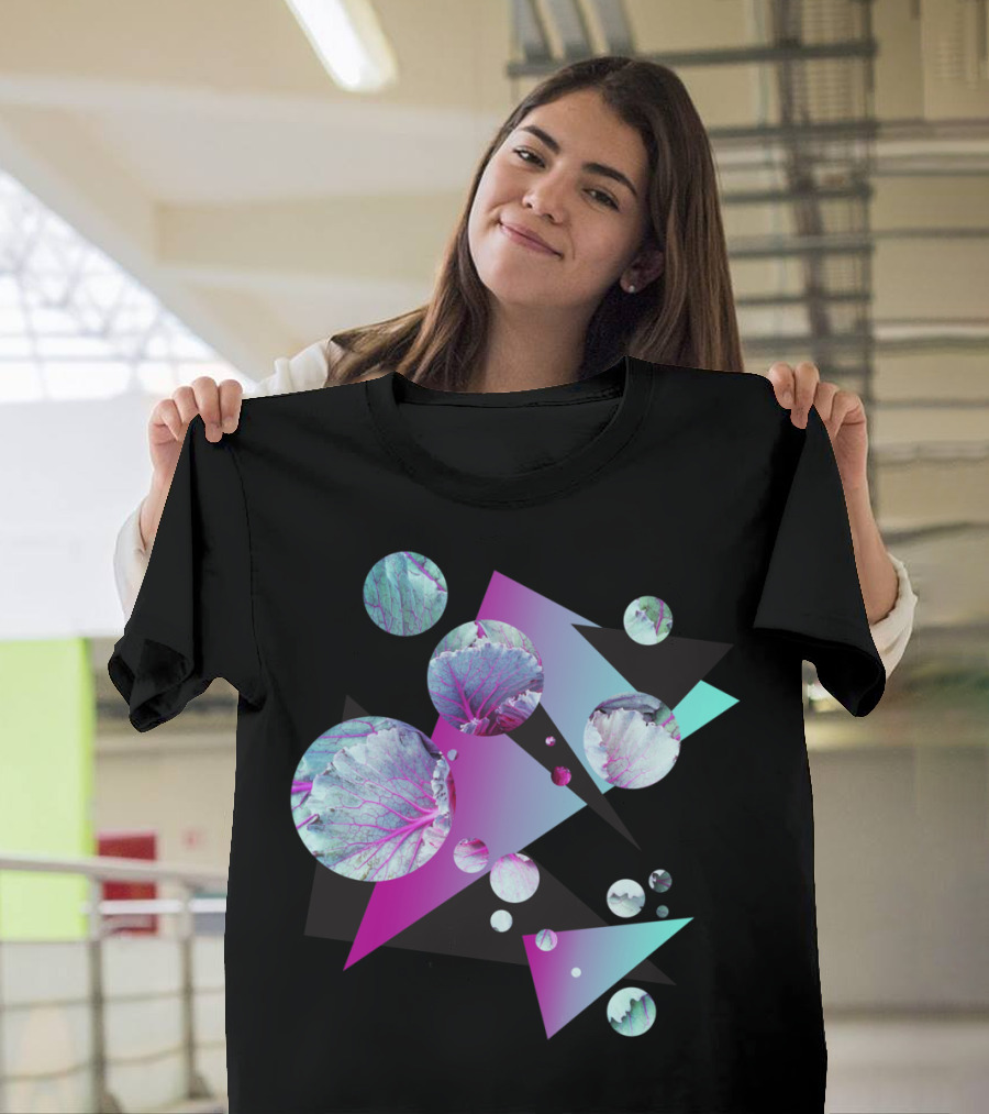 Cool Vibes Gradient Geometric Leaf Abstract T-Shirt