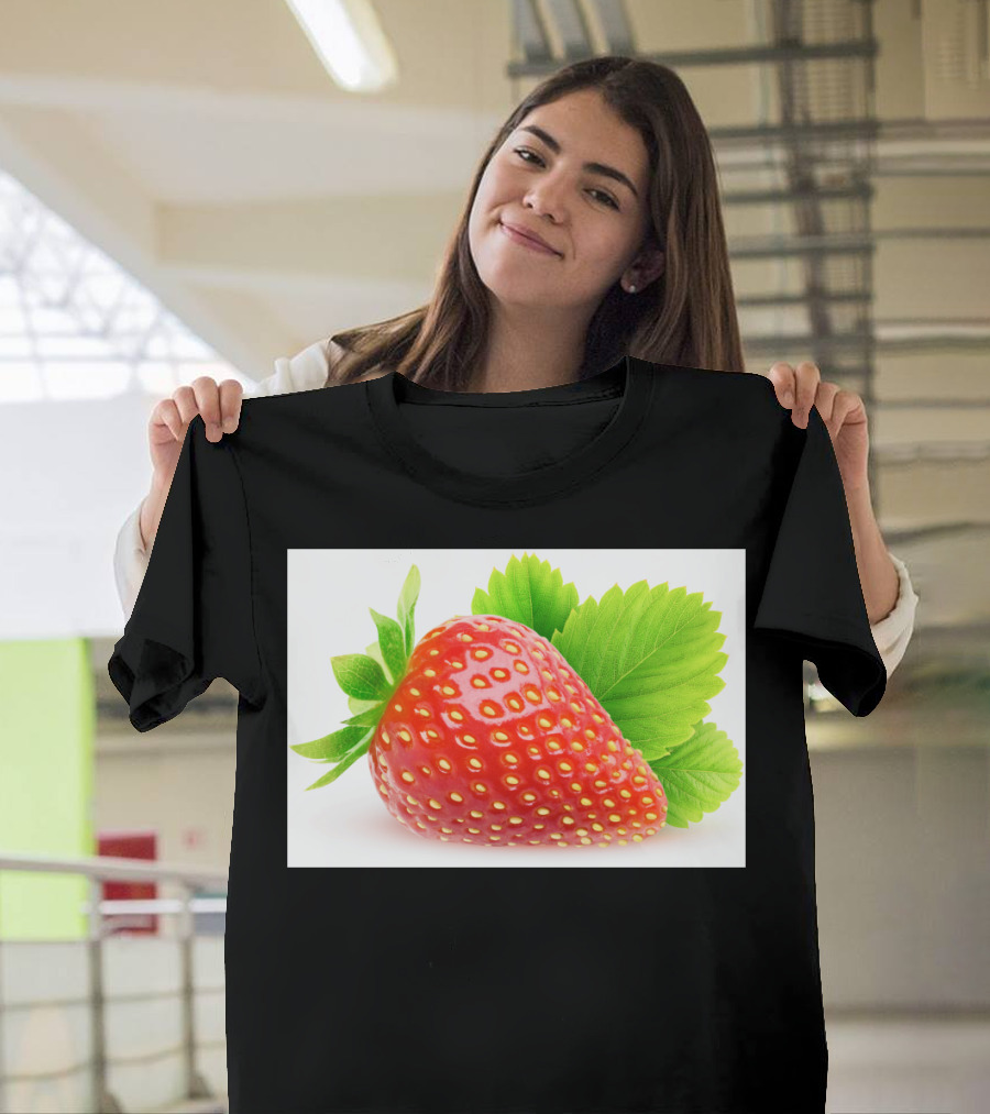 Strawberry Fruit with Green Leaves T-Shirt