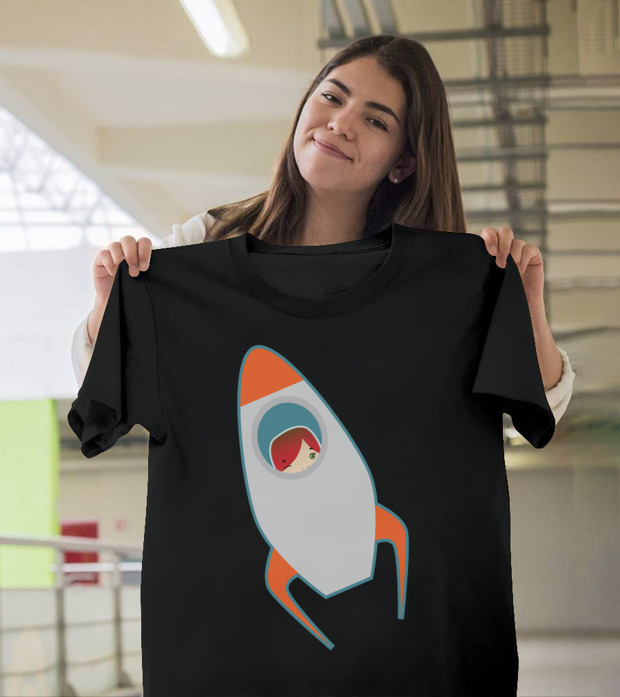 Pocket Rocket Redhead in Space Capsule T-Shirt