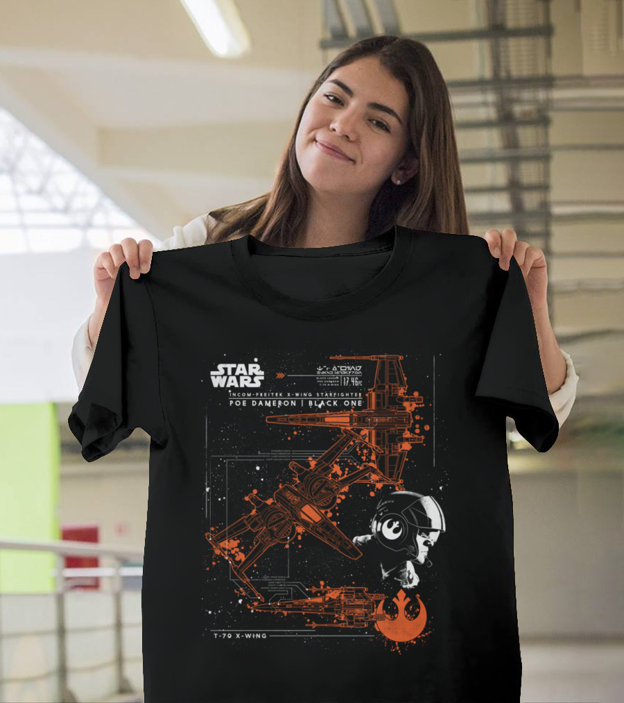 Star Wars Poe Dameron Black One T-70 X-Wing Starfighter T-Shirt
