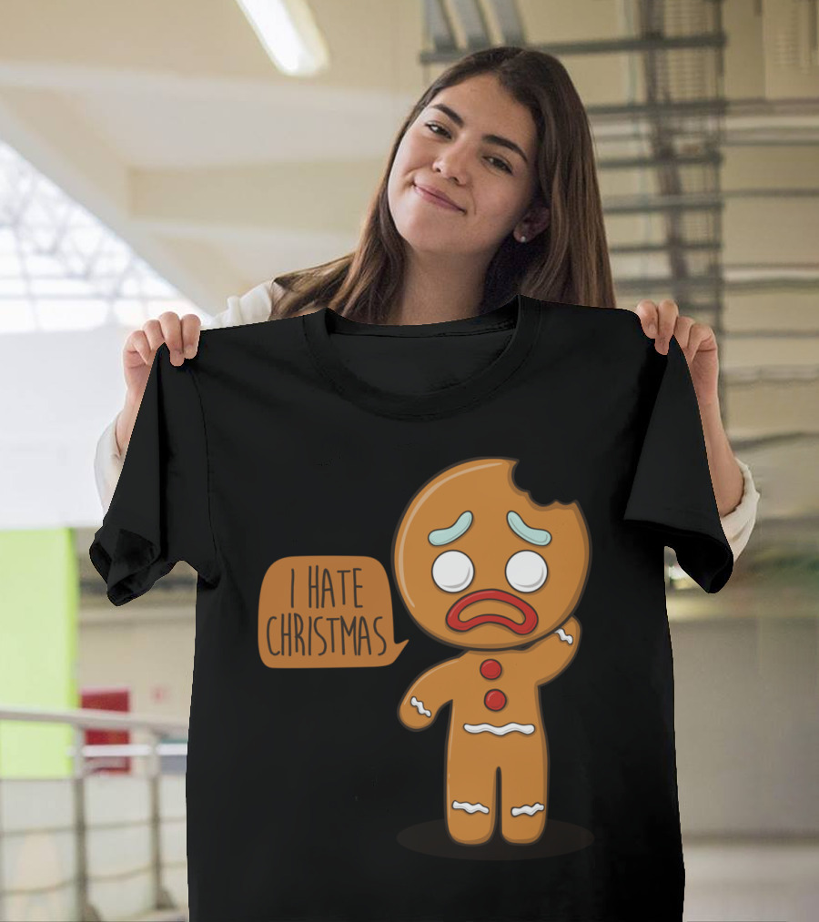 I Hate Christmas Gingerbread Man with Broken Bite T-Shirt
