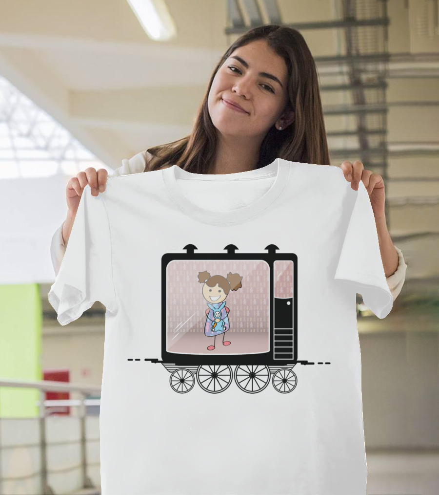 Kid Smiling Inside the Railway Carriage With Toy T-Shirt