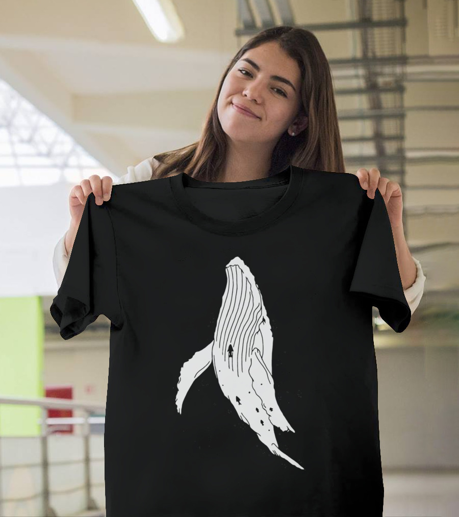 Whale with Diver in Minimalist T-Shirt