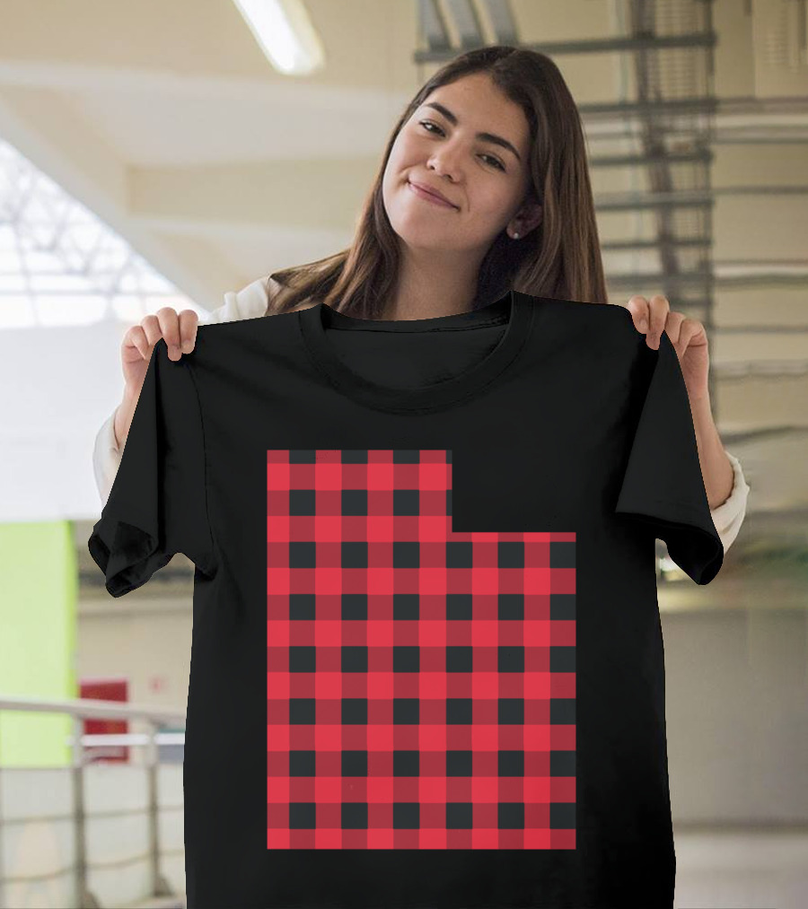 Red And Black Checkered Utah State T-Shirt