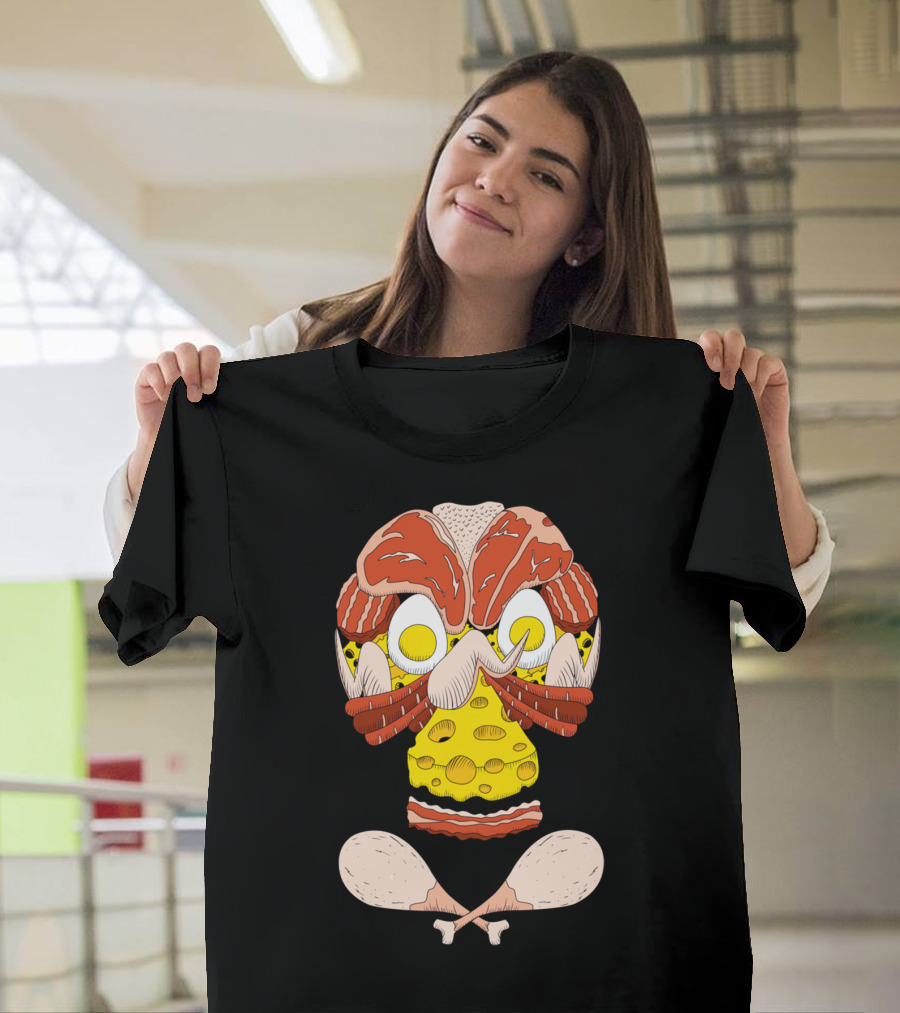 Meat Skull with Cheese Bacon Fried Eggs and Chicken Drumsticks T-Shirt