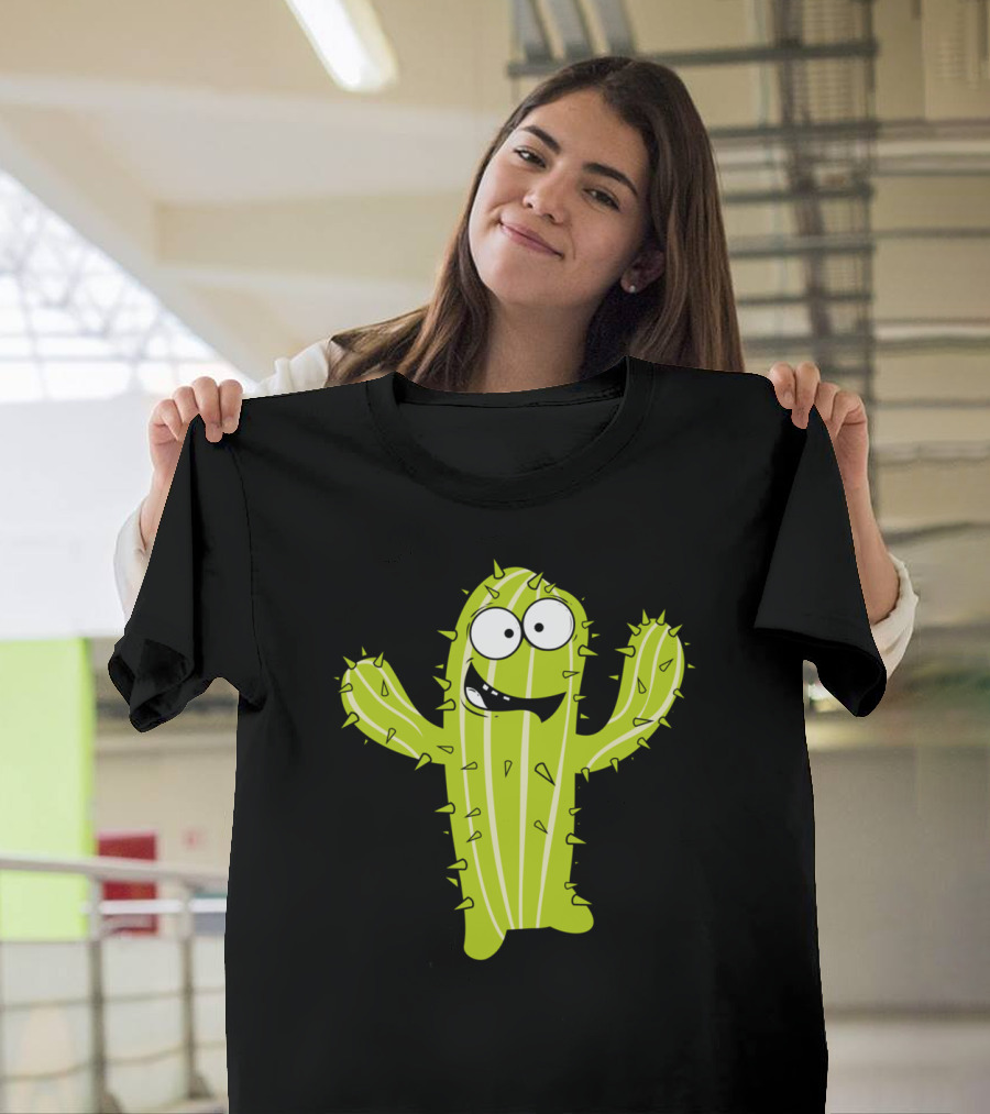 Hug Me Please Cute Cactus With Smiling Expression T-Shirt