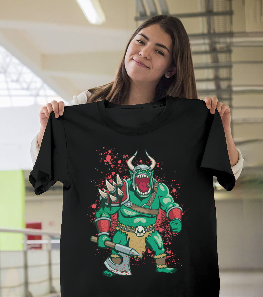 Orc Warrior with Battle Axe and Spiked Armor T-Shirt