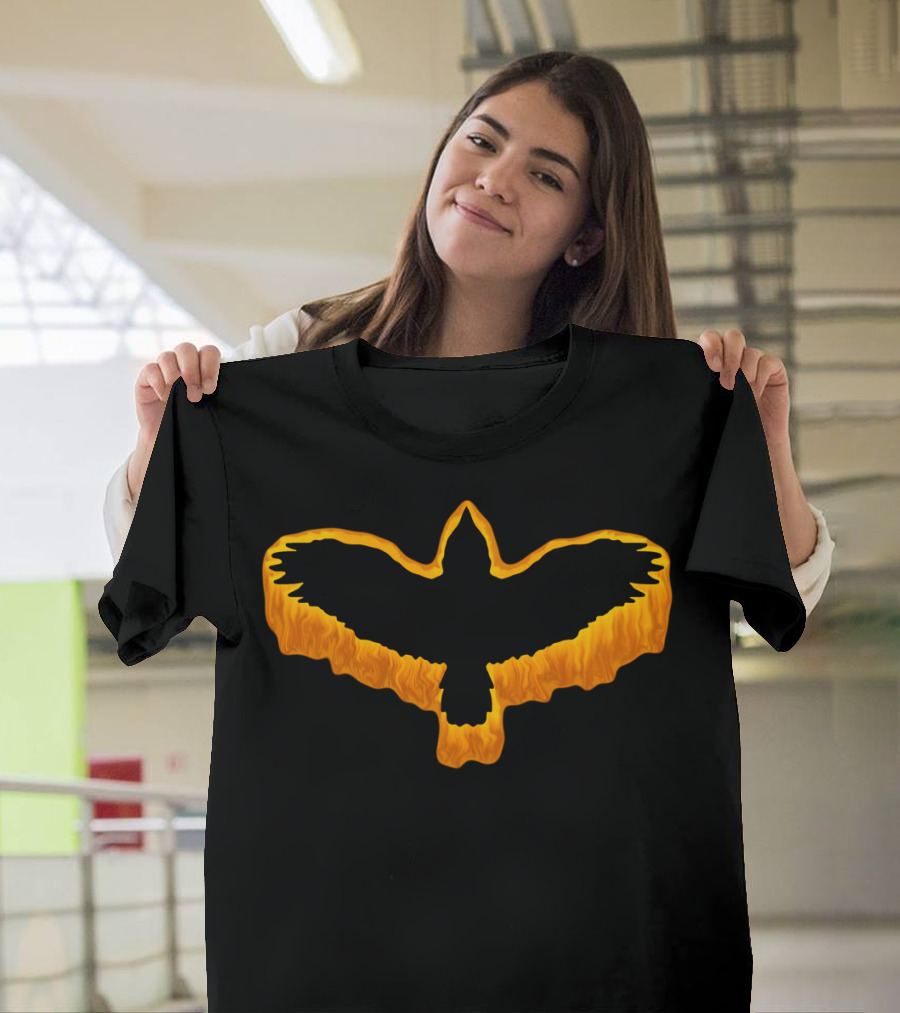 Crow Silhouette with Fiery Border T-Shirt