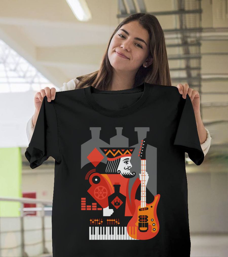King Of Spirit Music Card Rockstar Keyboard Guitar T-Shirt