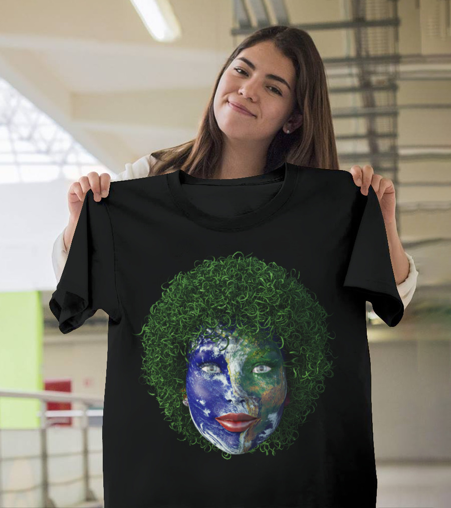 Mother Nature Face Of The Earth Planet Hair T-Shirt