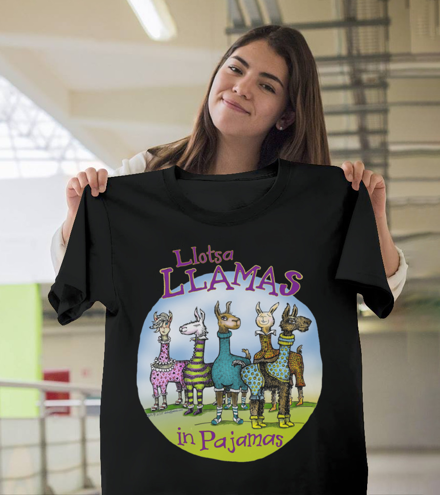 Llotsa Llamas in Pajamas in Color by Dotsofpa T-Shirt