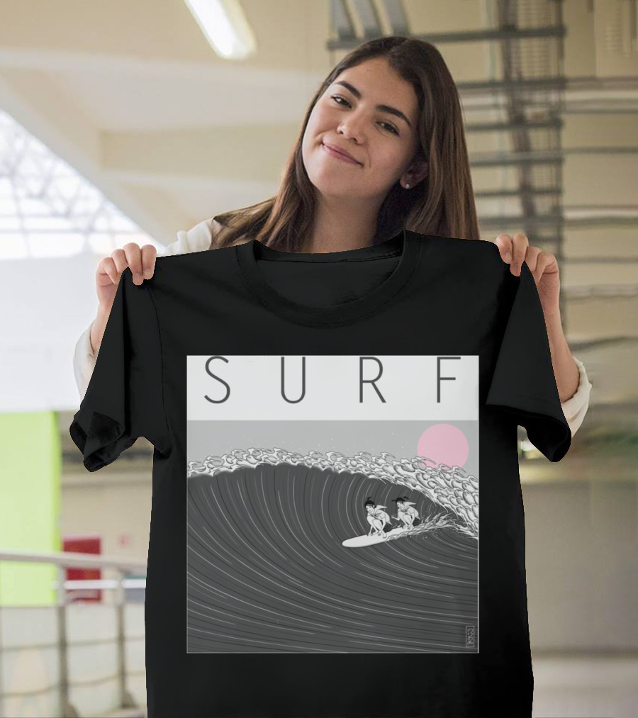 SURF Japanese Ukiyo-e Style Sunset Wave Surfing T-Shirt