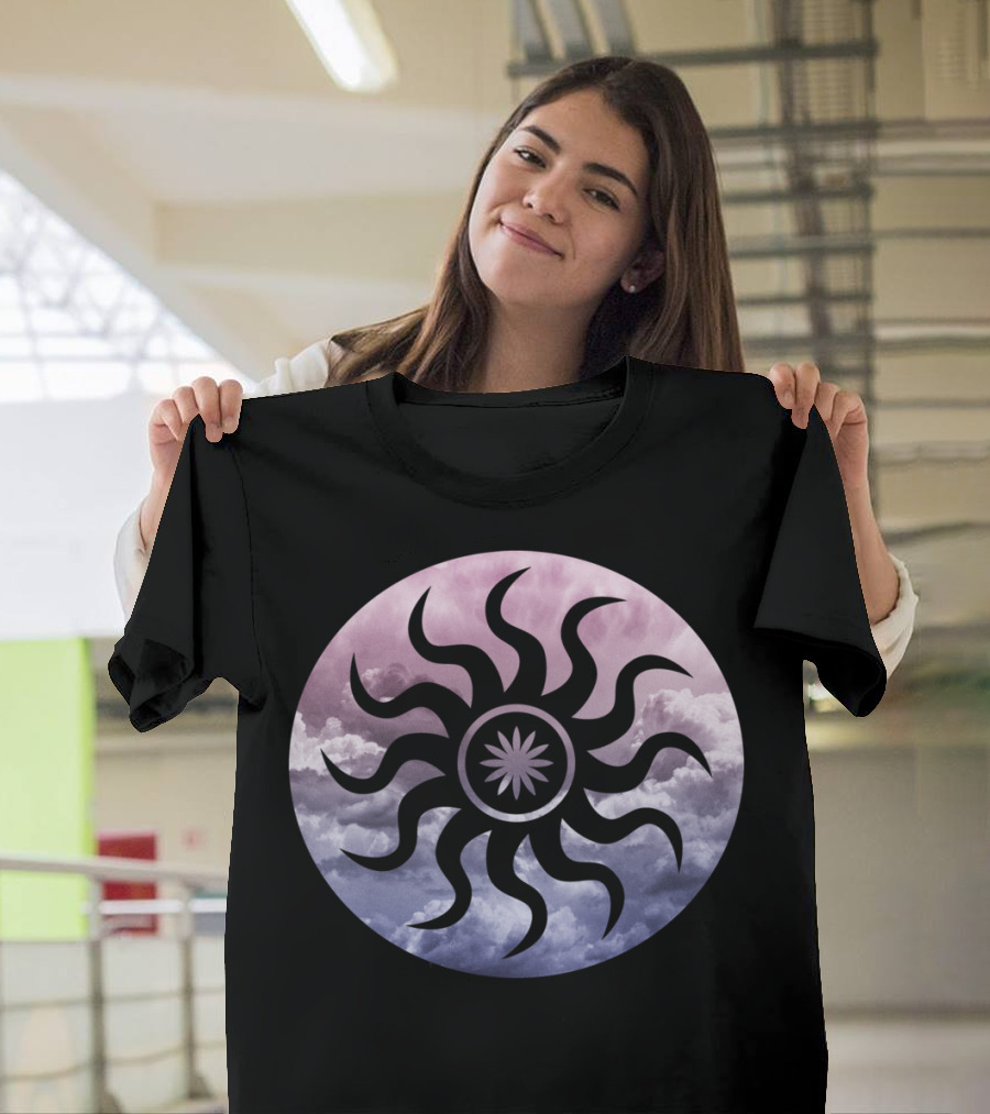 Sunshine Clouds Celestial Swirl on Gradient Circle T-Shirt