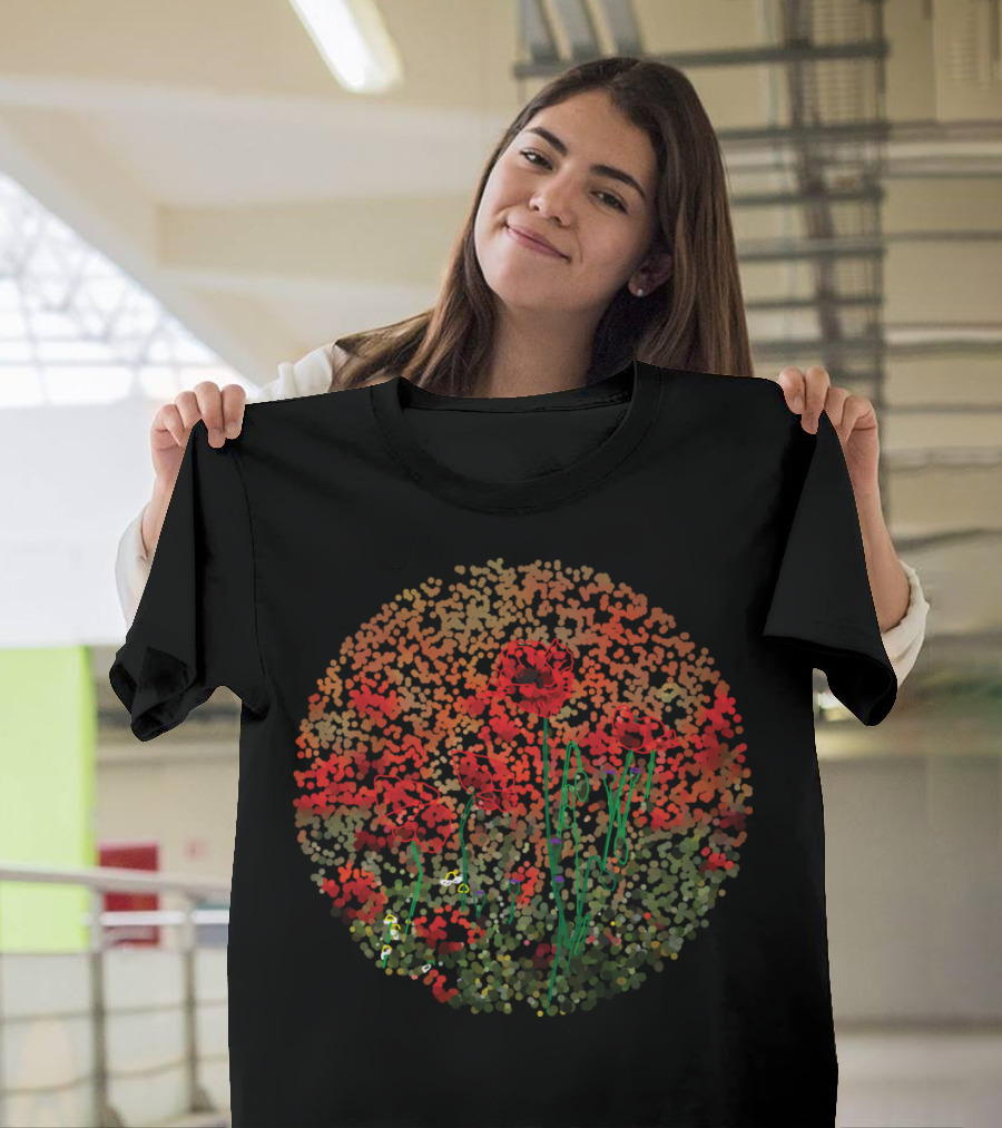 Poppy Flowers Vibrant Blossom Dot T-Shirt