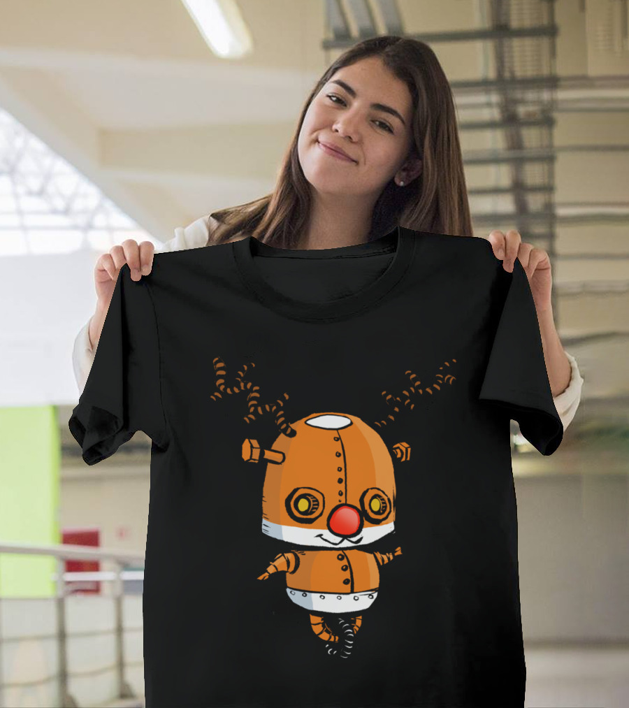 Cute Robot Kids Santa Rudolph Reindeer T-Shirt