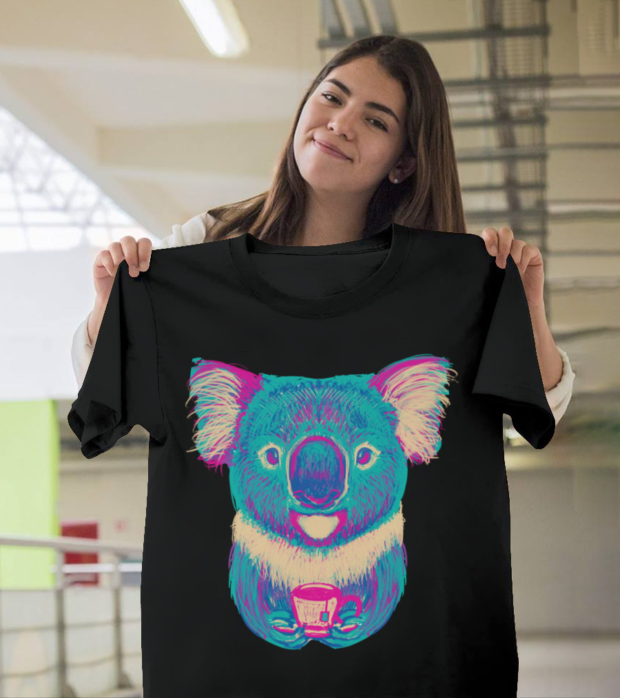 Koala Tea Pun Neon Colorful T-Shirt