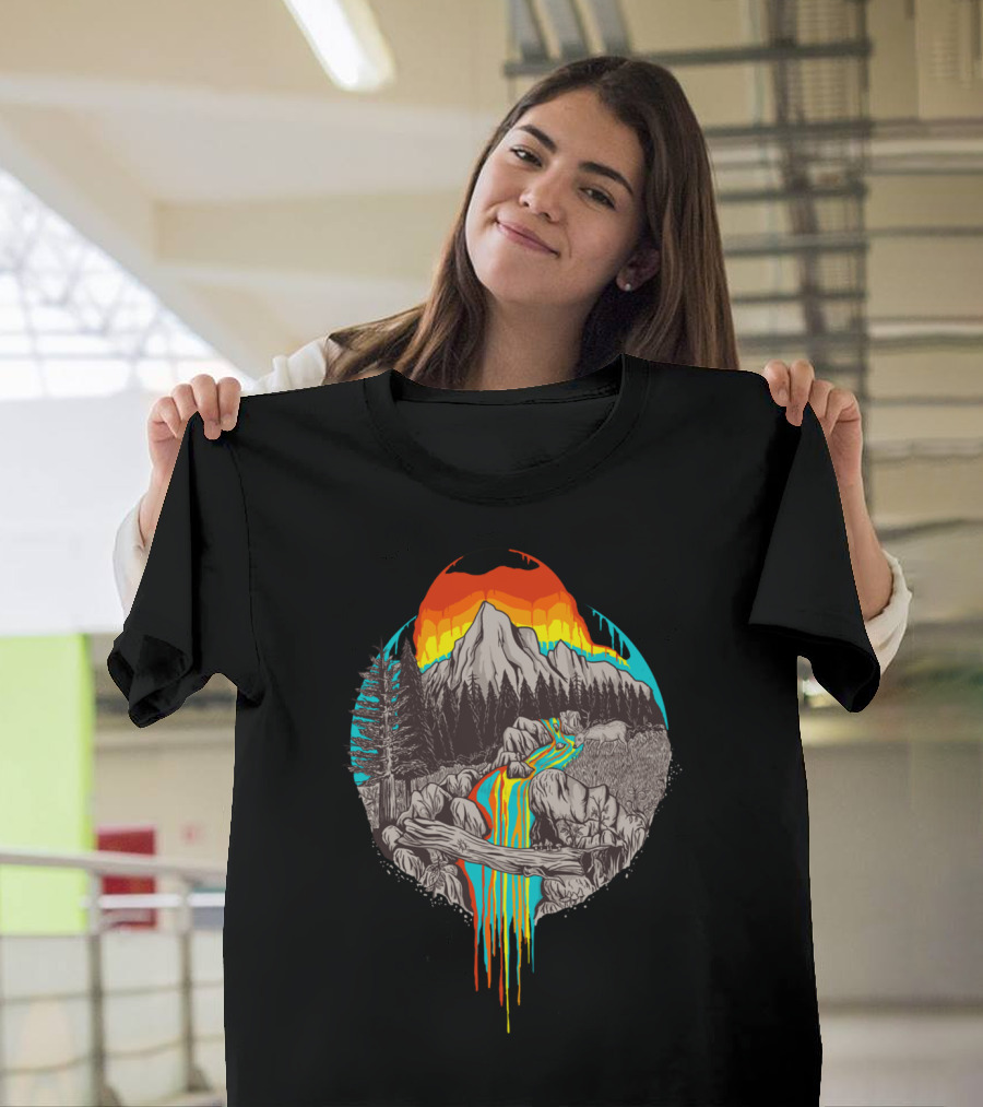 Meltingsun Mountain Landscape Flowing Colors T-Shirt