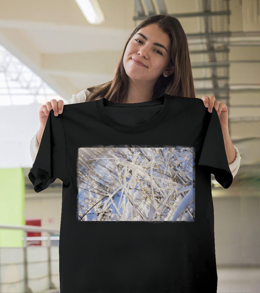 Winter Grass Snowy Frozen Branches T-Shirt