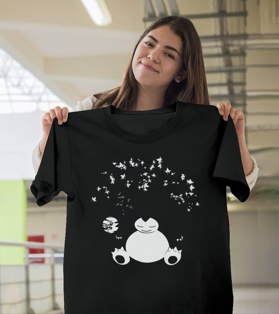 Snorlax Zen Circle Blossom Moon Scene T-Shirt