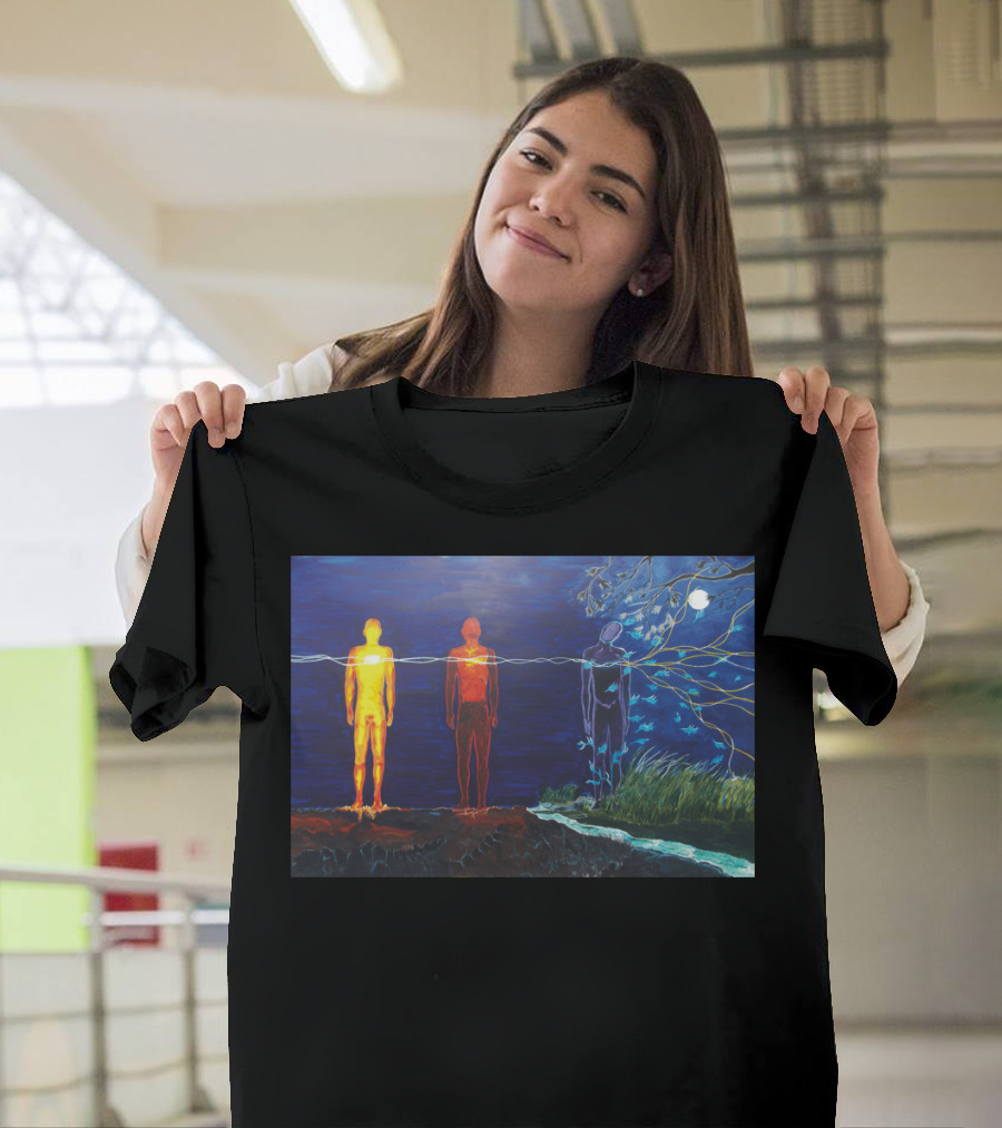 To Cease Or The Dispersion Of Energy with Three Figures and Moonlit Transformation T-Shirt