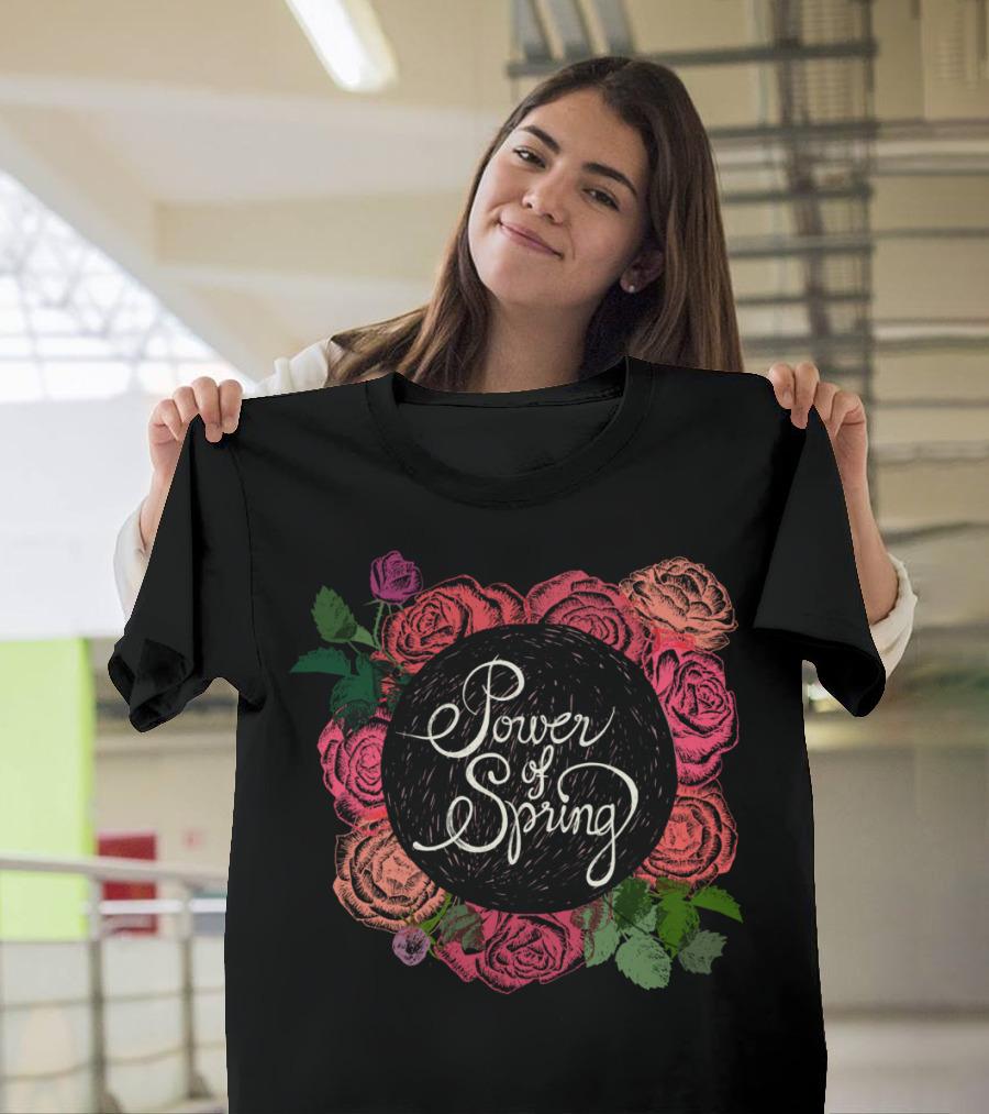 Power Of Spring Roses and Leaves Circle T-Shirt