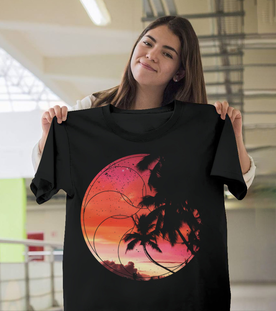 Night Tide Tropical Sunset with Palm T-Shirt