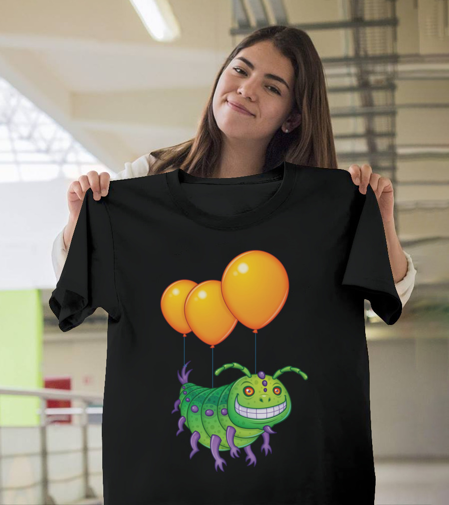 Impatient Caterpillar Floating with Balloons T-Shirt