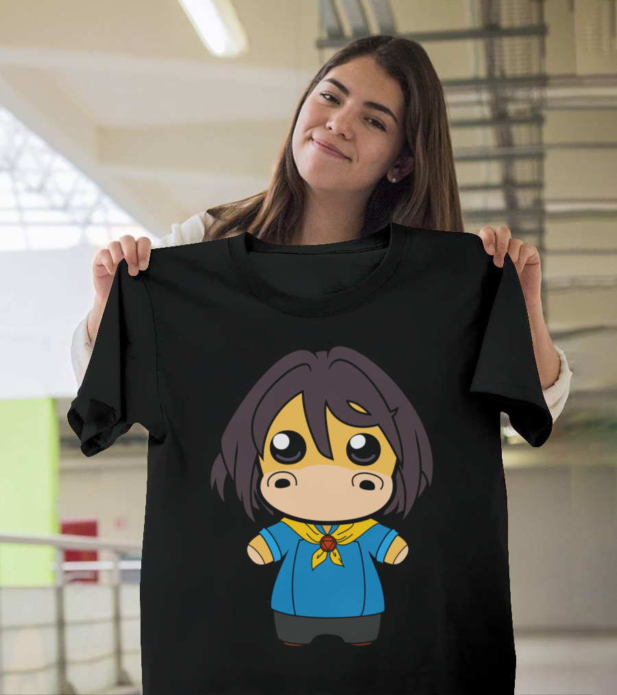 Indie Grunty Chef Mina Chibi Character in Blue Outfit with Yellow Bandana T-Shirt
