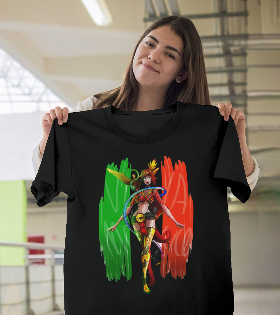 La Mexico Serpiente Emplumada Azteca Guerrero Verde Blanco Rojo T-Shirt