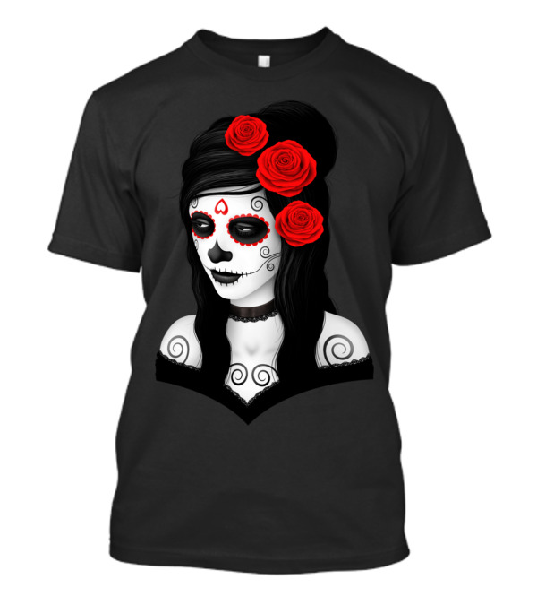 Day Of The Dead Girl With Red Roses T-Shirt