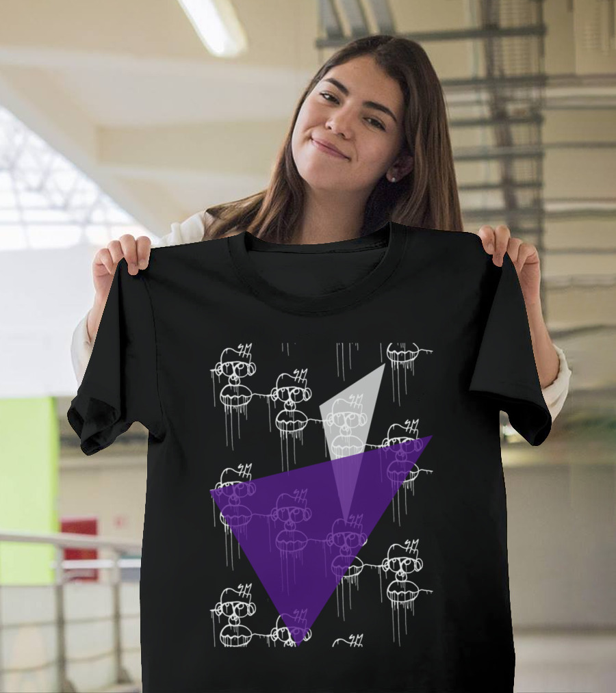 Silent Monkey 2nd Series Dripping Face Geometric Overlay T-Shirt