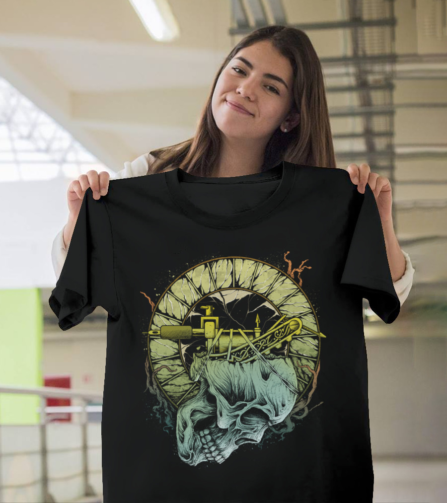Inked Until Death Skull Tattoo Machine T-Shirt