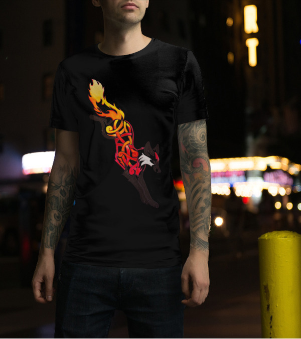 Flaming Celtic Fox Fire T-Shirt