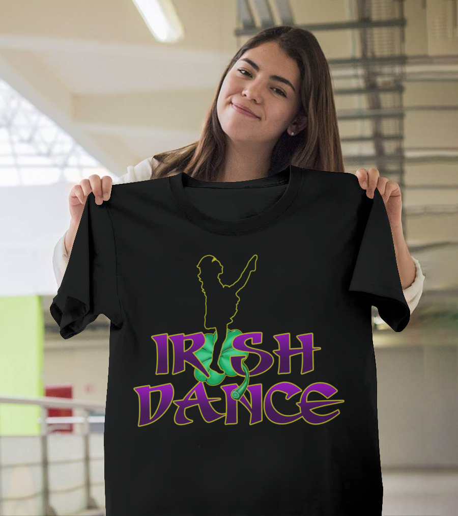 Irish Dance Silhouette with Celtic Style Elements T-Shirt