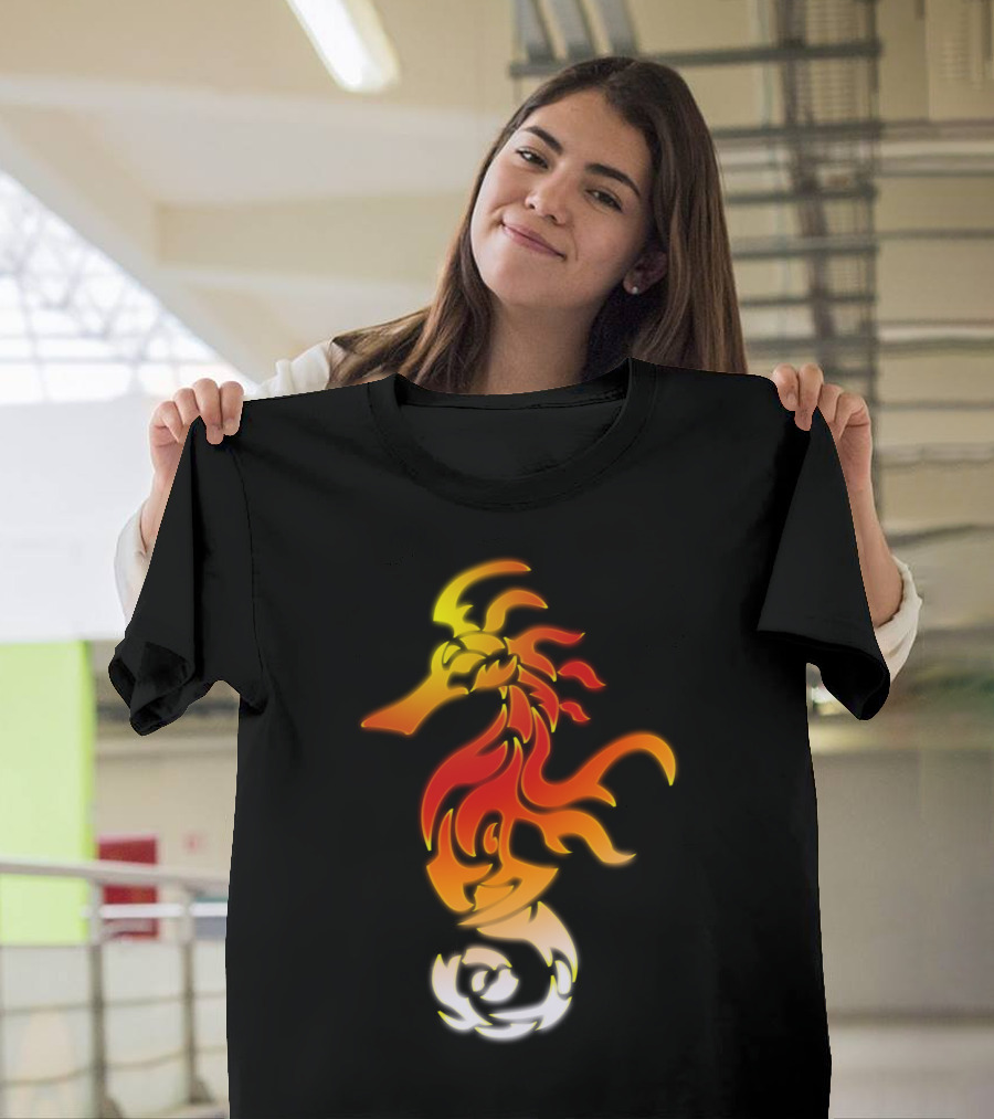 Flaming Seahorse Tribal JimClass Fire-Inspired T-Shirt
