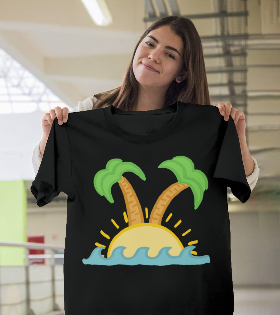 Island In The Sun Palm Trees and Sunburst Ocean Waves T-Shirt