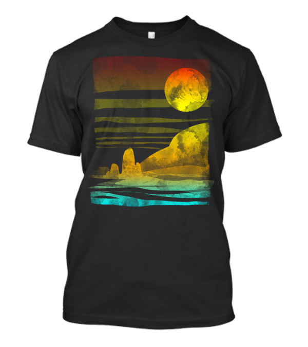 Landscape Painted With Tea Sunset Horizon T-Shirt