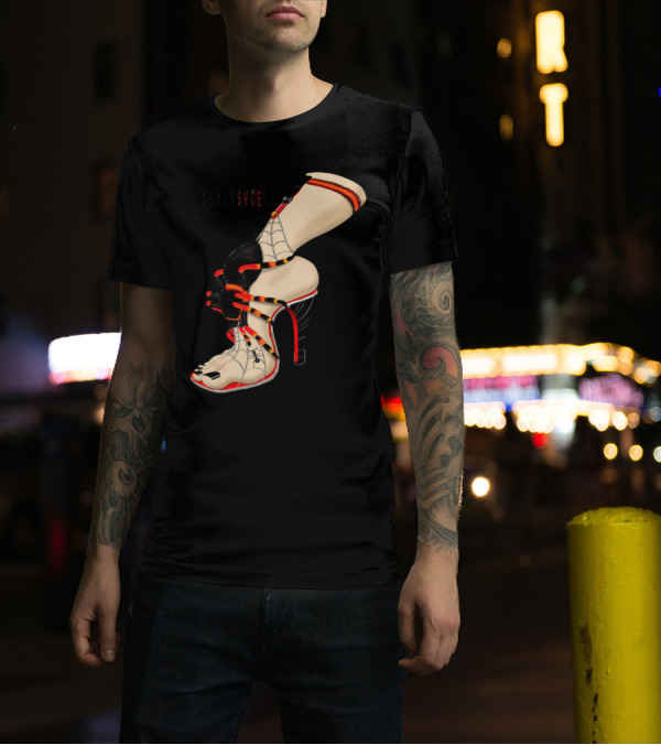 Taranshoela Tarantula Spider High Heel Shoe With Web T-Shirt