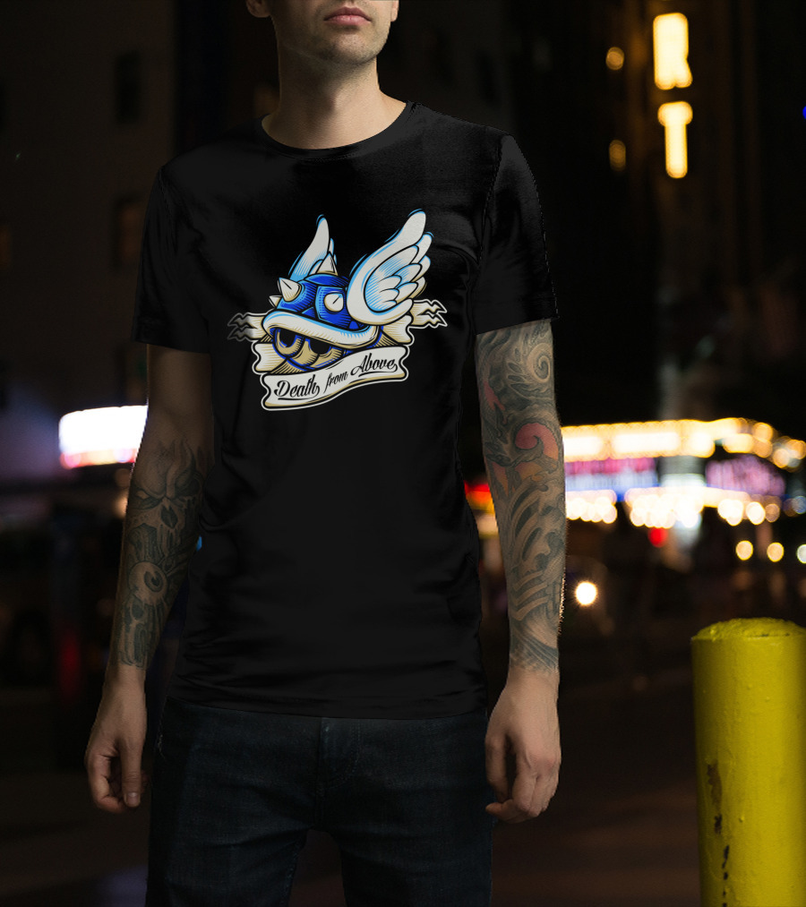 Death From Above Blue Shell With Wings T-Shirt
