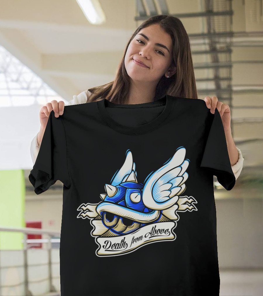 Death From Above Blue Shell With Wings T-Shirt