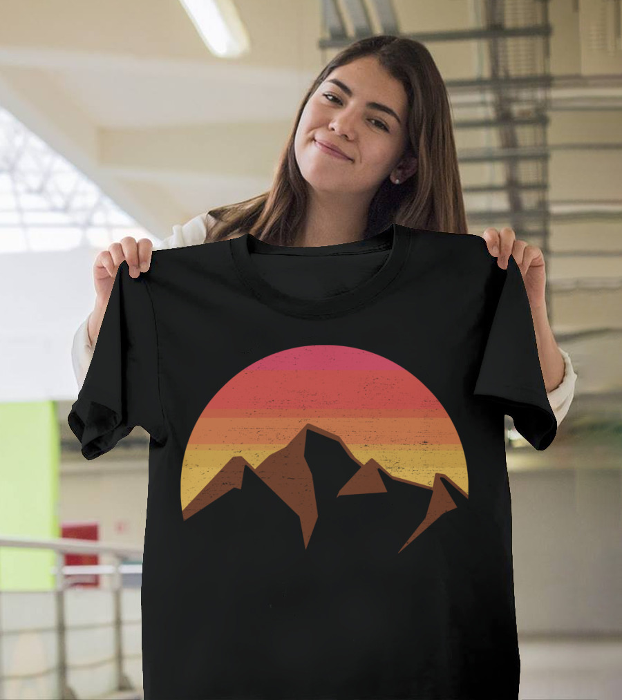 Retro Sunset Over Mountain Peaks T-Shirt