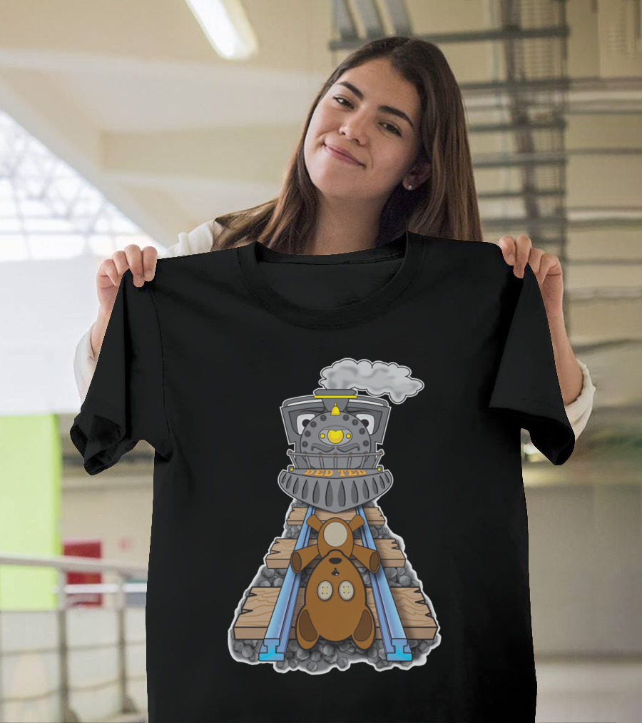 Ded Ted On The Tracks Bear with Train T-Shirt