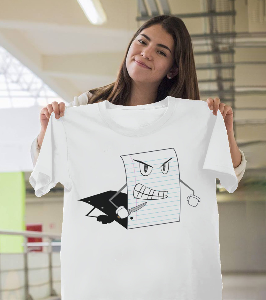 Paper Cut Angry Notebook Page with Knife T-Shirt