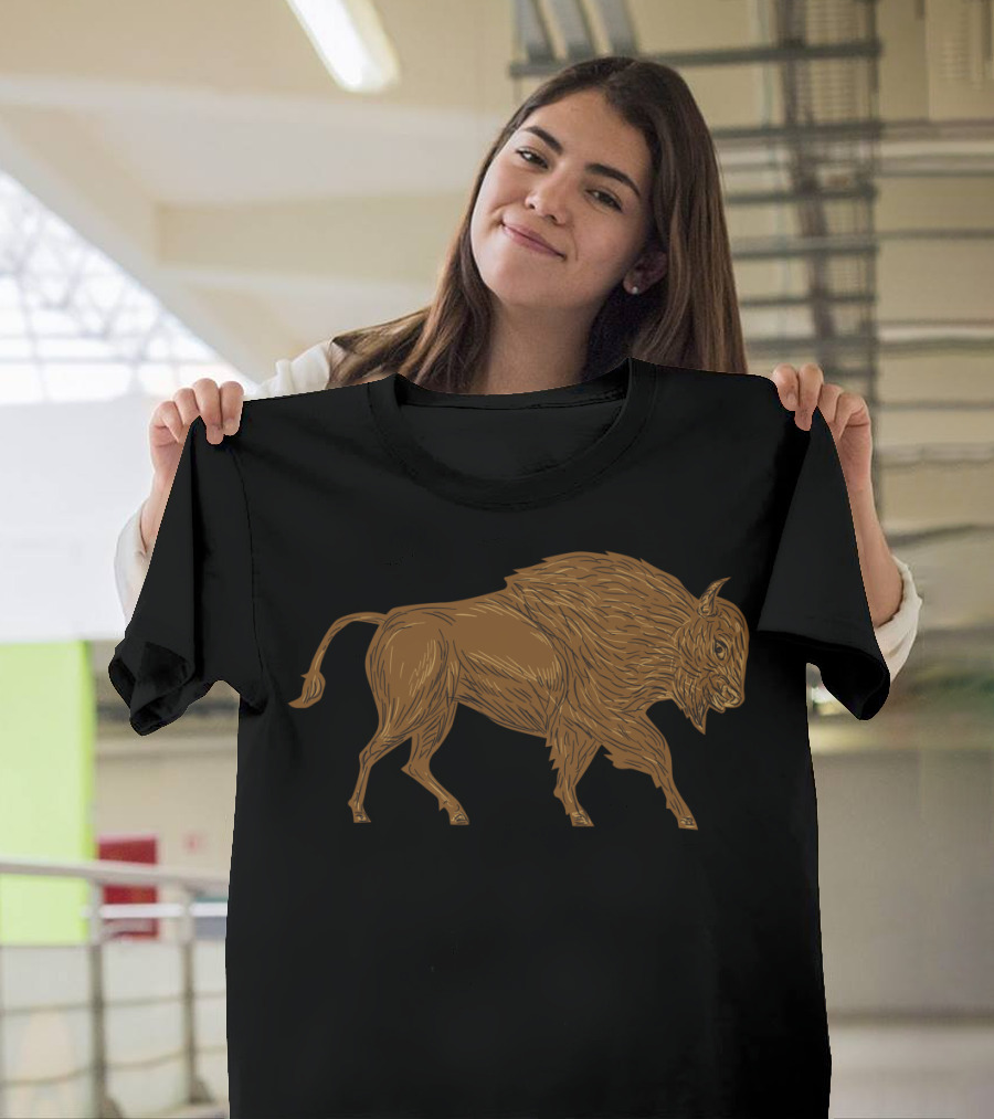 North American Bison Buffalo Charging T-Shirt