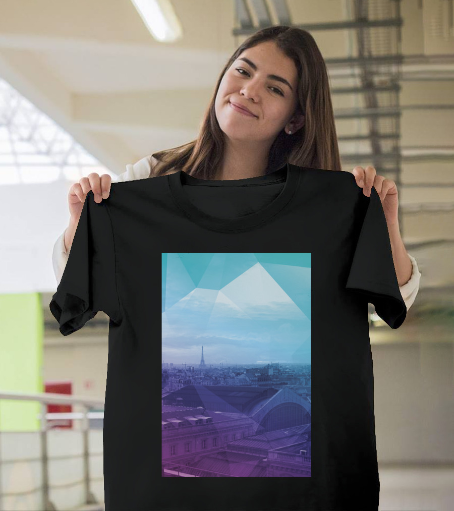 Paris Skyline with Abstract Geometric Overlay T-Shirt