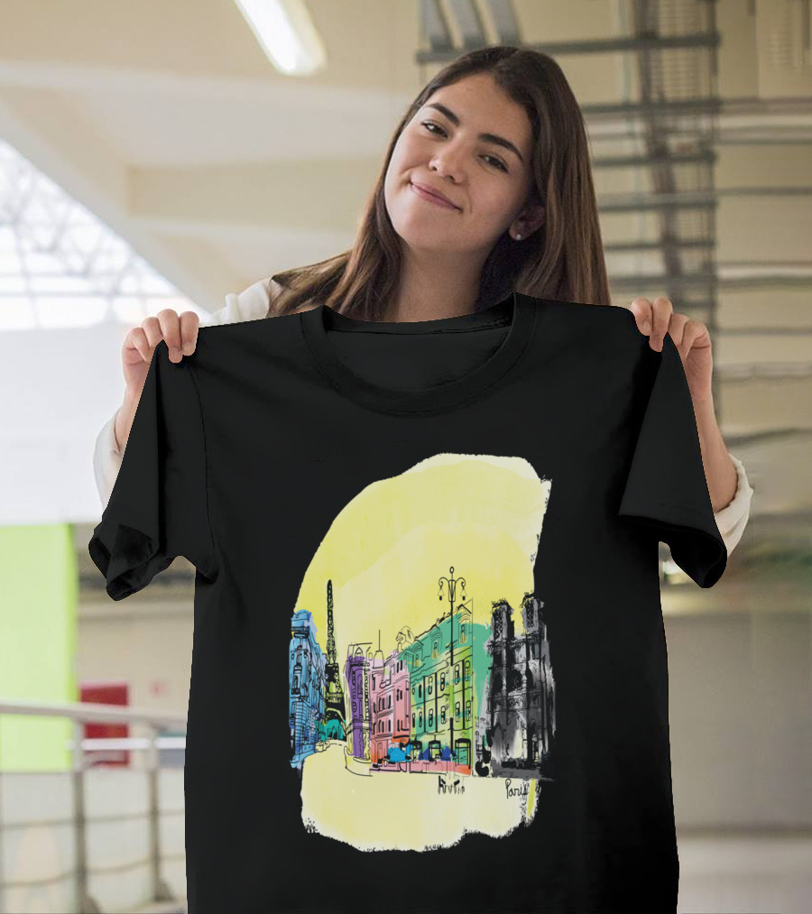 Paris Eiffel Tower Colorful Cityscape T-Shirt