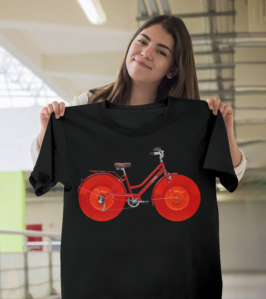 Vintage Vinyl Bicycle with Red Record Wheels T-Shirt