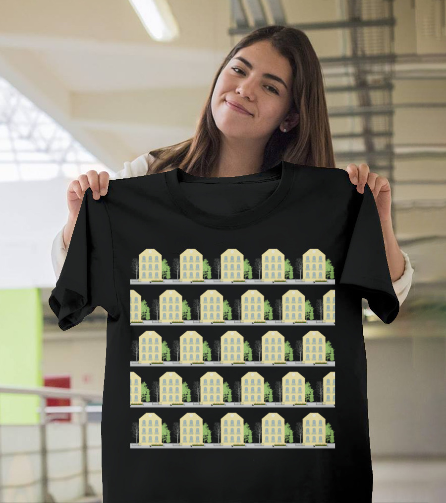 Yellow Houses Pattern Rows T-Shirt